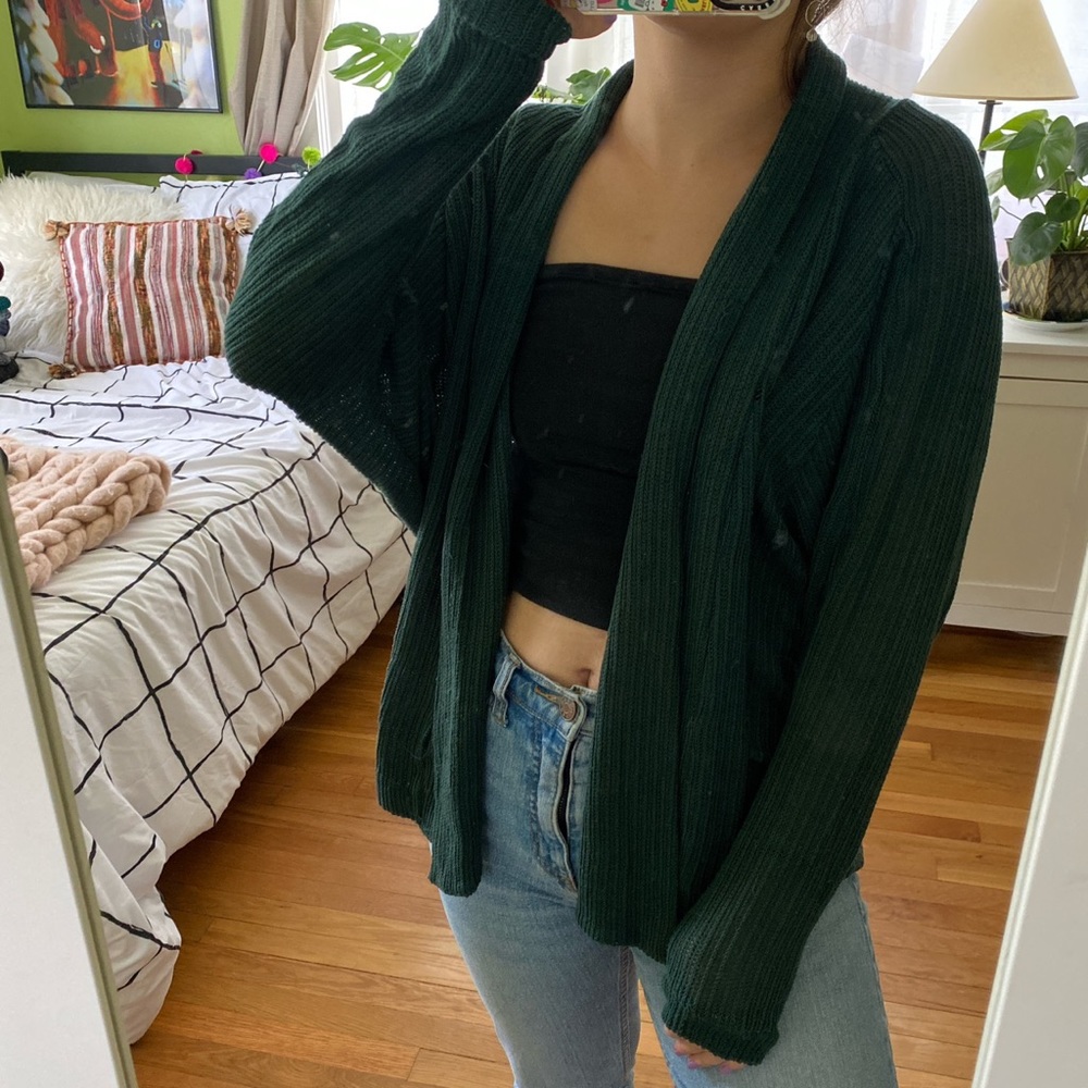 UO Ecote Green Wrap Sweater - Picture 2 of 4